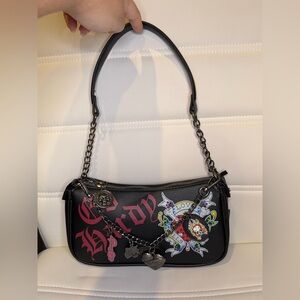 NWT Ed Hardy “Love Kills Slowly” Heart Mini Shoulder Bag w/ Charm